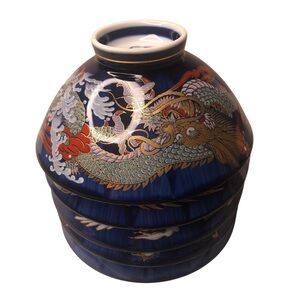 Rare Vintage Kutani Rice Bowl Set of 5 – Kozan Gama – Dragon & Phoenix